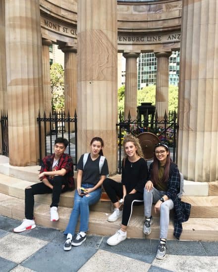 Students at ANZAC Square, Brisbane